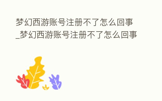 夢幻西游賬號注冊不了怎么回事_夢幻西游賬號注冊不了怎么回事呢
