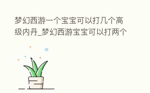 夢幻西游一個寶寶可以打幾個高級內丹_夢幻西游寶寶可以打兩個高級內丹嗎