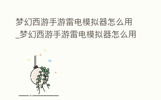 夢幻西游手游雷電模擬器怎么用_夢幻西游手游雷電模擬器怎么用啊