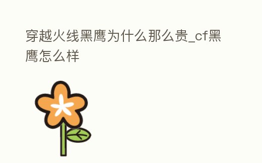 穿越火線黑鷹為什么那么貴_cf黑鷹怎么樣