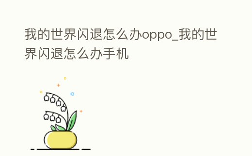 我的世界閃退怎么辦oppo_我的世界閃退怎么辦手機