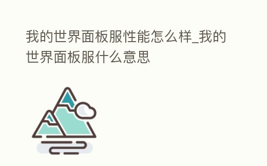 我的世界面板服性能怎么樣_我的世界面板服什么意思