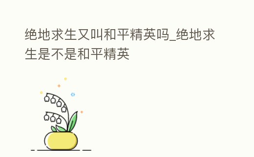 絕地求生又叫和平精英嗎_絕地求生是不是和平精英