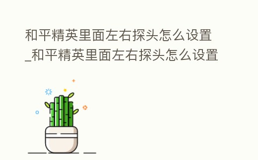 和平精英里面左右探頭怎么設(shè)置_和平精英里面左右探頭怎么設(shè)置的